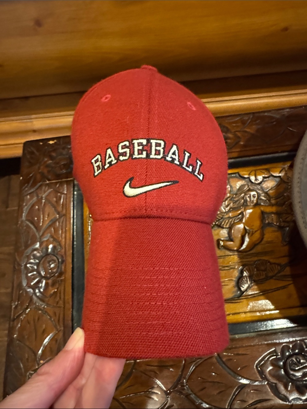 Nike Red Baseball Cap with White Swoosh